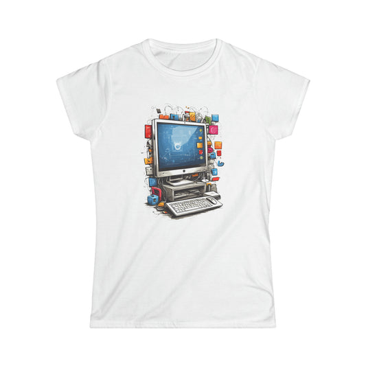 Damski T-Shirt koszulka z nadrukiem Computer #1